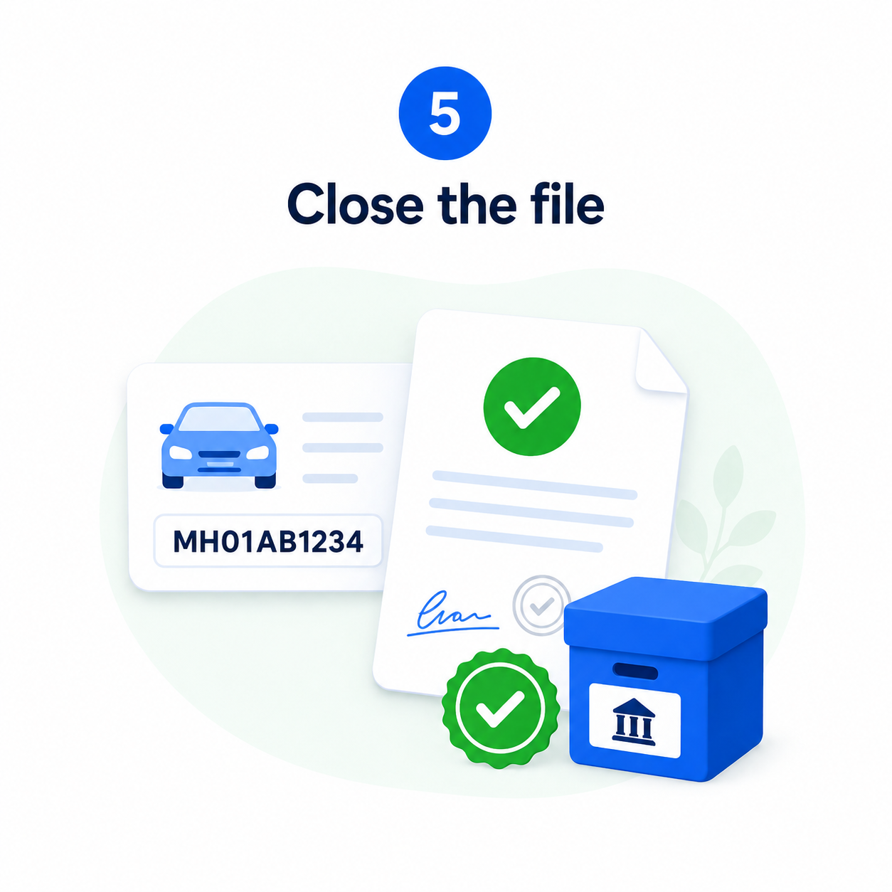 Step 5: Close the file — final certificate and record closed